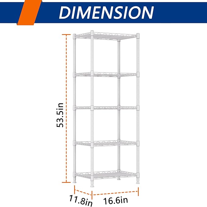 REGILLER 5-Wire Shelving Metal Storage Rack Adjustable Shelves, Standing - Image 3