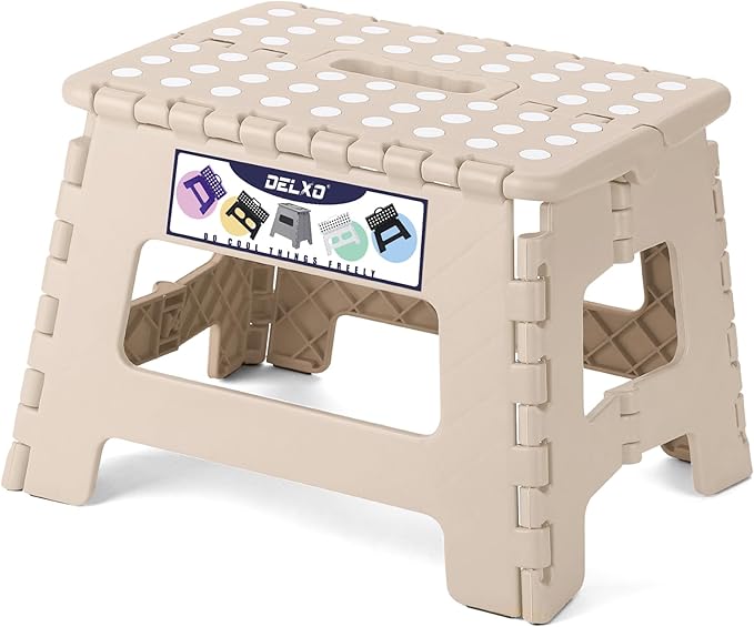 Delxo Folding Step Stool, 9 Inch Lightweight Plastic Stepstool, Portable by Delxo
