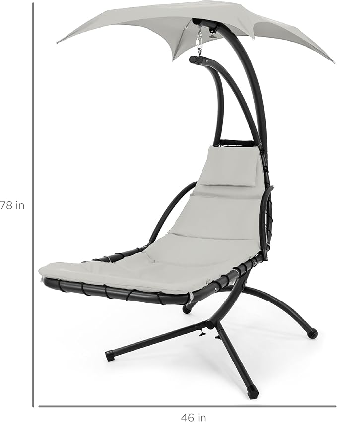 Best Choice Products Outdoor Hanging Curved Steel Chaise Lounge Chair Swing - Image 2