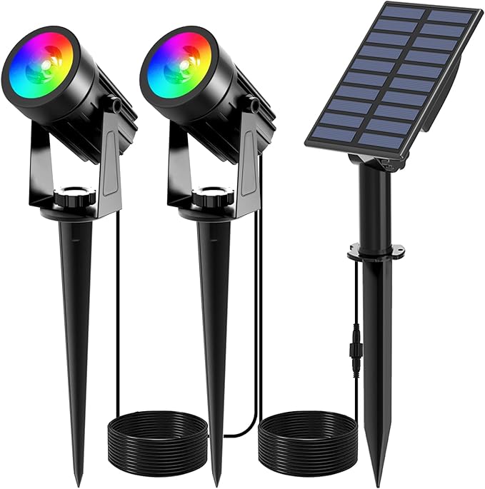 T-SUNUS RGB Solar Spot Lights Christmas, Metal Color Changing Landscape by T-SUNUSLighting
