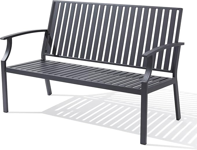 52" Outdoor Bench Garden Bench, Weatherproof Anti-Rust Heavy-Duty Outside by Eongdn