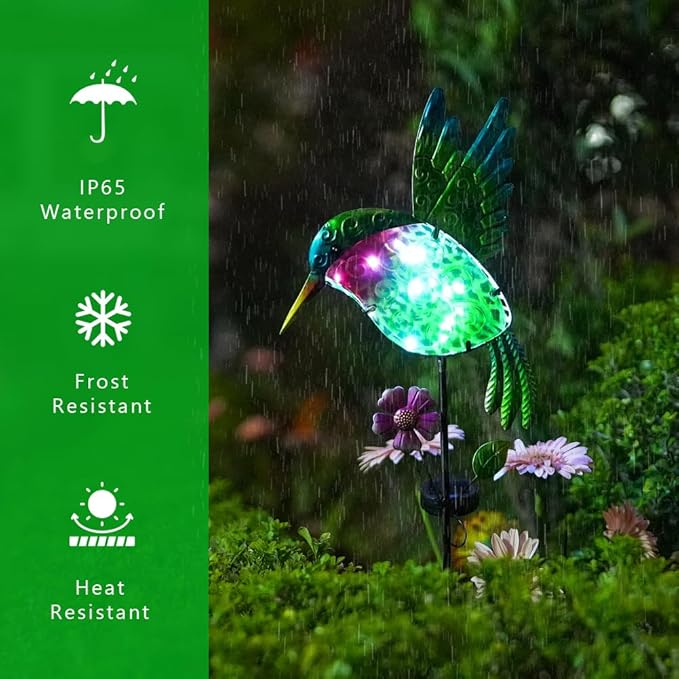 dreamysoul Outdoor Solar Hummingbird Garden Lights, Decorative Hummingbird - Image 4