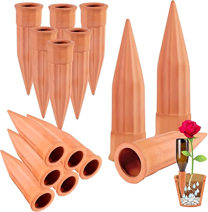 Plant Self-Watering Stakes-15 Pack Terracotta Automatic Plant Waterer Devices by TKSCUSR