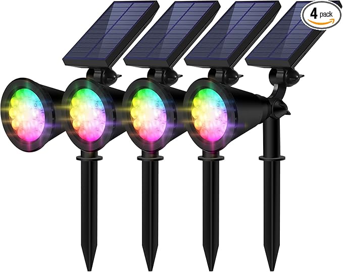 Solar Spot Lights Outdoor Waterproof, 18 LED Solar Powered Landscape Lighting by Unknown