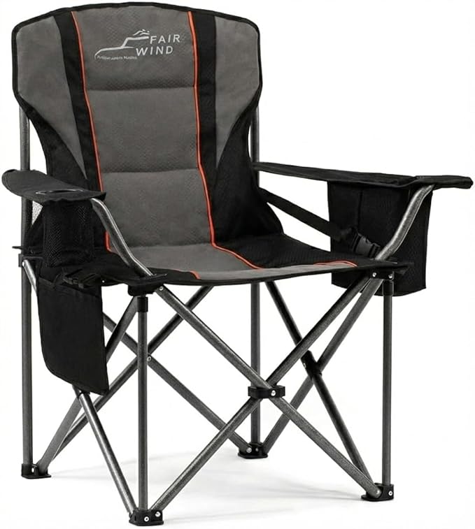 FAIR WIND Heavy Duty Camping Chair, Oversized Padded Folding Chair by FAIRWINDOutdoorEquipment