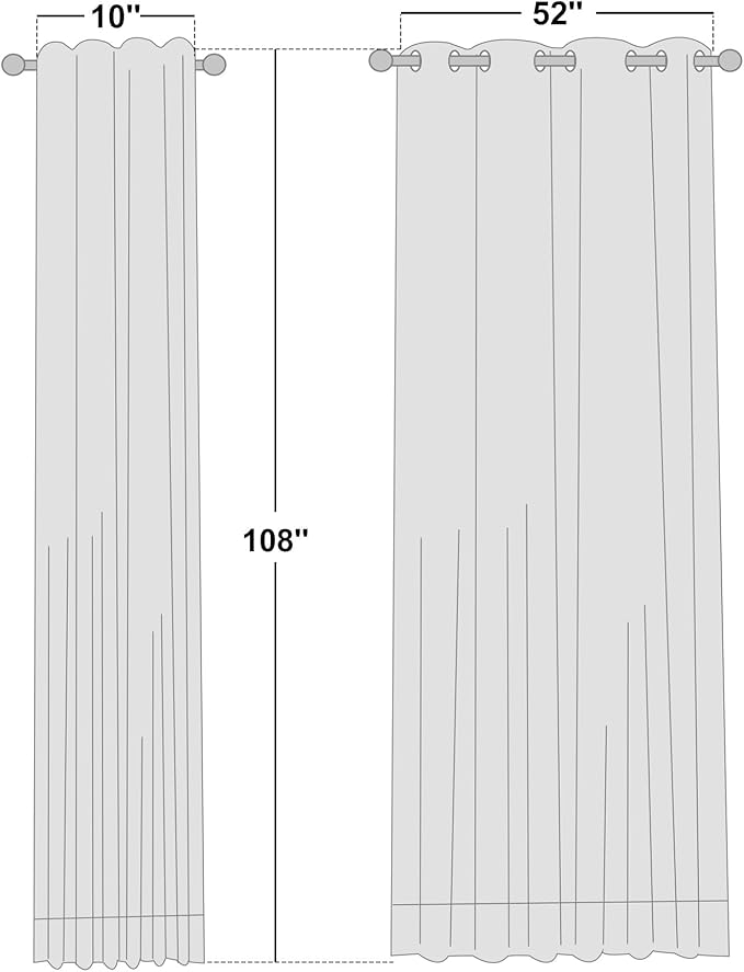 NICETOWN 2 Panels Waterproof Outdoor Curtains Fixed Grommet & Back Tab on Top & - Image 2