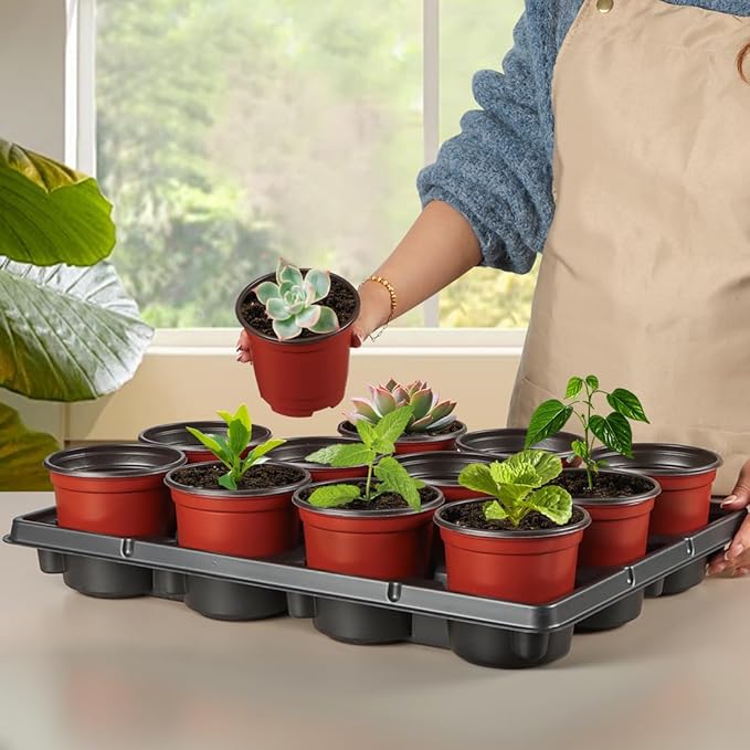 4 inch Round Nursery Pots 60pcs, 12 Cell Nursery Pots Trays 5 Pcs, Sturdy Seeds - Image 6