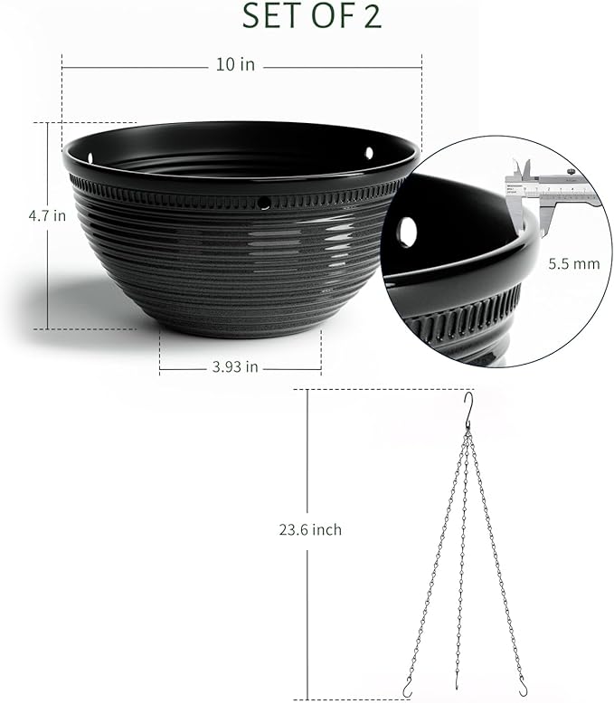 2 Pack Hanging Planters for Indoor Outdoor Plants, 10 Inch Hanging Planter - Image 4