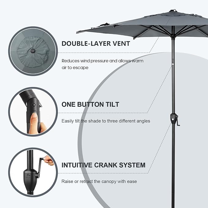 Abba Patio 7.5FT Lyon Outdoor Patio Umbrella Outdoor Table Umbrella - Image 2