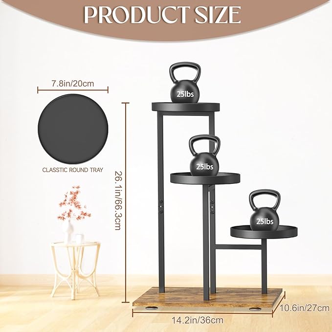 iDavosic.ly 3 Tier Plant Stand Indoor, Tiered Corner Flower Holder Shelf Outdoor - Image 5