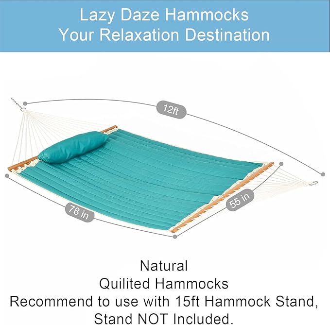 Lazy Daze Hammocks 12 FT Double Quilted Fabric Hammock - Image 2