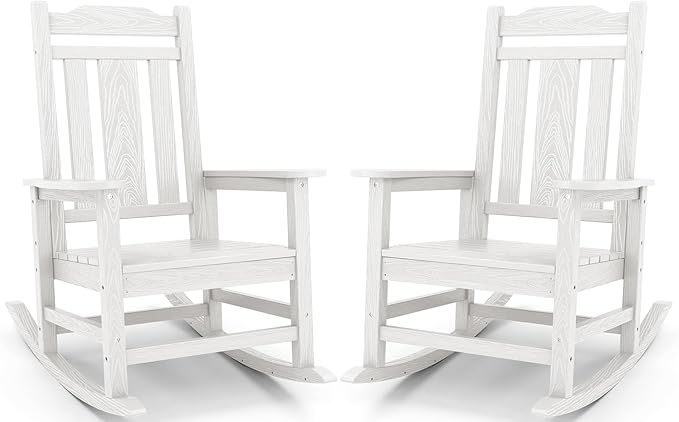 SERWALL Oversized Outdoor Rocking Chair Set of 2, HDPE Outdoor Rocking Chair by SERWALL