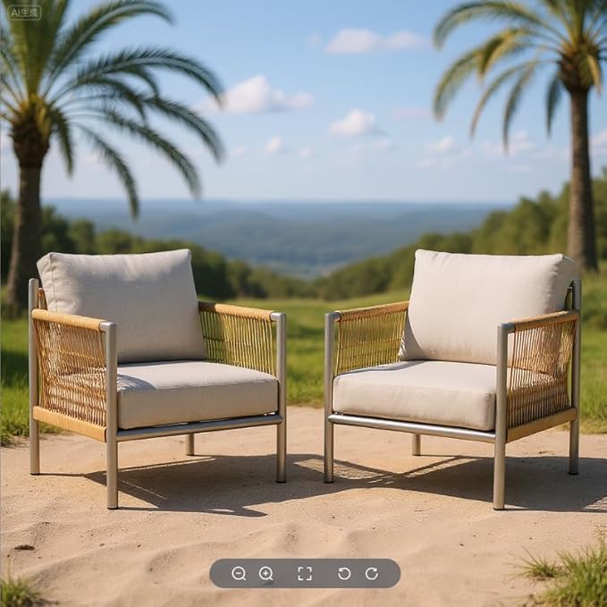 ZANDOR Aluminum Outdoor Patio Furniture 2 Pcs Armchair, All-Weather Metal - Image 7