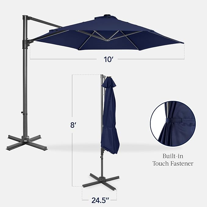 Best Choice Products 10ft Offset Cantilever Hanging Market Patio Umbrella - Image 2