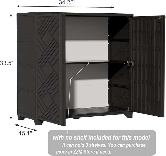 ZZM Indoor/Outdoor Storage Cabinet Waterproof, All Weather Outdoor Storage - Image 3
