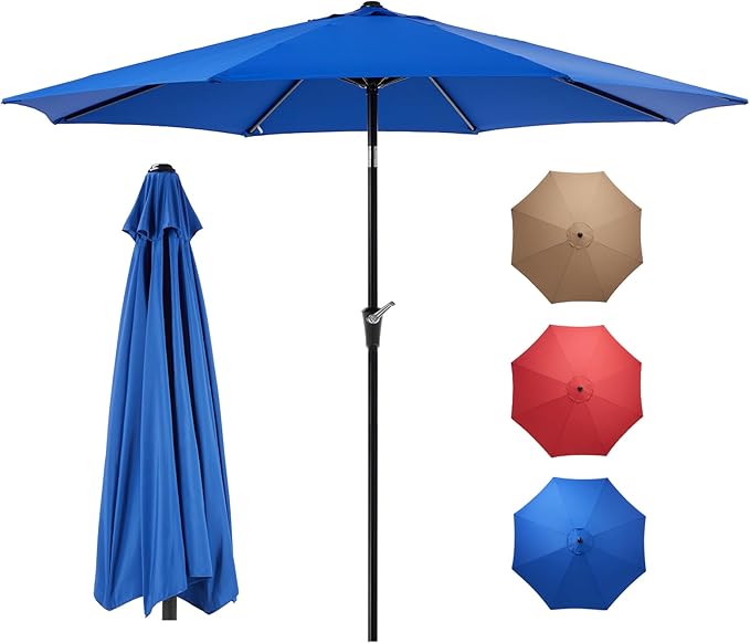 OLIXIS 9ft Patio Umbrella with Tilt and Crank Button & 8 Sturdy Ribs Waterproof by OLIXIS