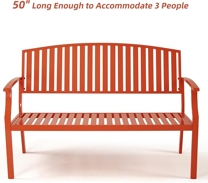 Outdoor Bench Weatherproof Aluminum Patio Garden Bench, Patio Loveseat - Image 5