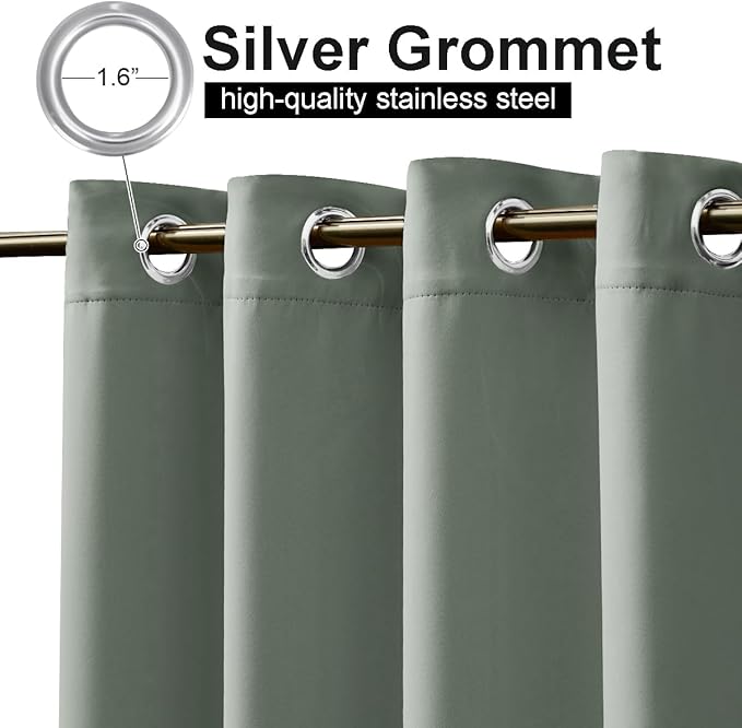 NICETOWN 2 Panels Sage Green Outdoor Patio Curtains 108 inches Long Waterproof - Image 3