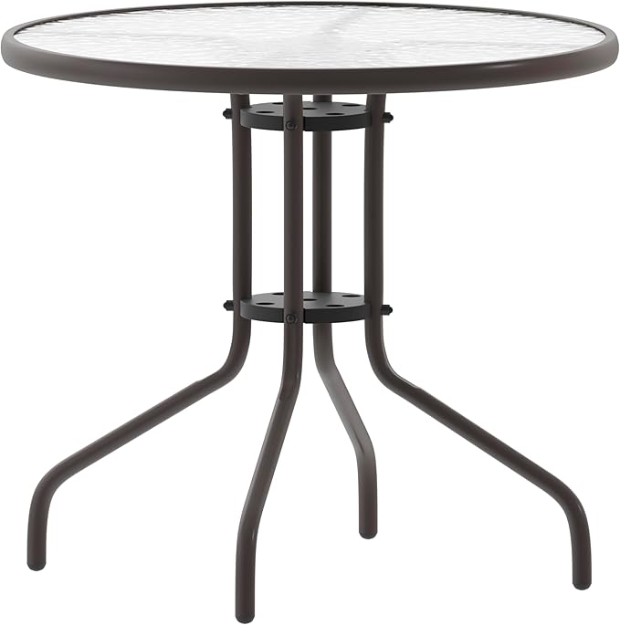 Flash Furniture Bellamy 31.5'' Round Indoor/Outdoor Tempered Glass Metal Frame by FlashFurniture