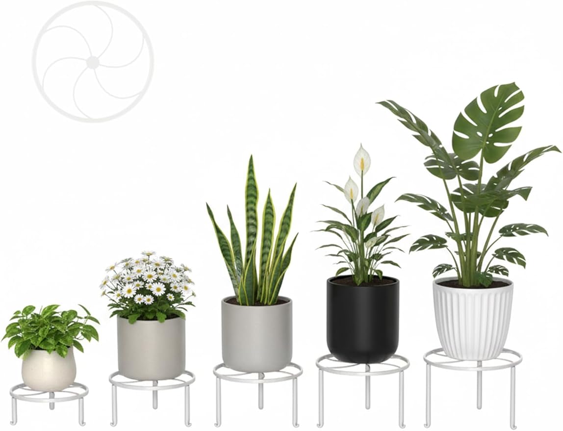 5 Pack Metal Plant Stand Indoor Outdoor Low Corner Plant Stand Heavy Duty - Image 2