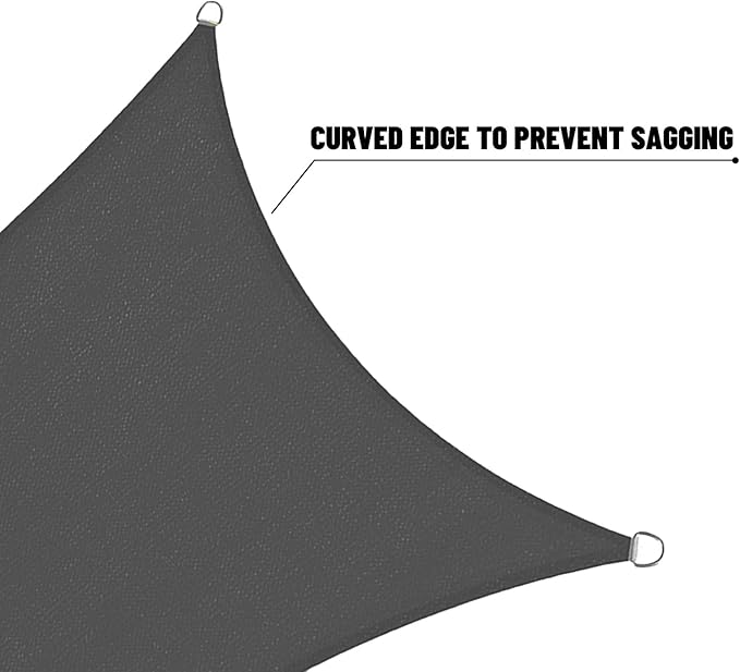 SUNNY GUARD Sun Shade Sail 8' X 8' X 8' Triangle Graphite Grey UV Block Sunshade - Image 7