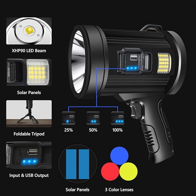 Spotlight 1000000 Lumens, 6 Modes Led Rechargeable Spotlight Flashlight As Seen - Image 4