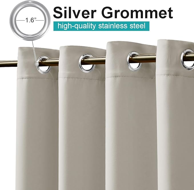 NICETOWN Patio Curtain for Outdoor Waterproof, Stainless Grommet Top Thermal - Image 2