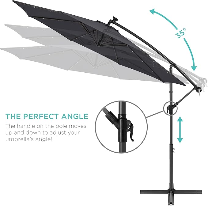 Best Choice Products 10ft Solar LED Offset Cantilever Hanging Market Patio - Image 4