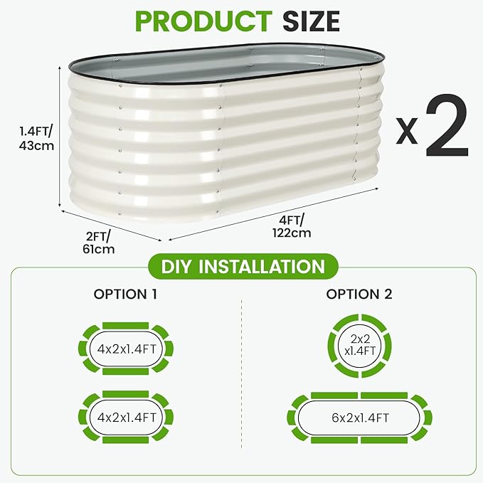 Galvanized Raised Garden Bed Outdoor |17'' Tall Planter Box Outdoor - Image 2