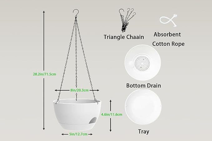 Hanging Planters 3-Pack, 8 Inch Self-Watering Hanging Pots - Image 2
