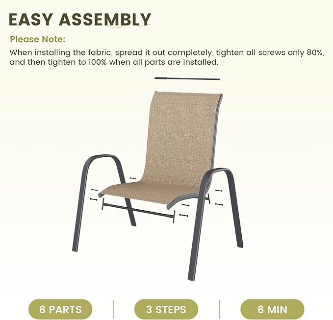 UDPATIO Patio Chairs Set of 4, Stackable Outdoor Dining Chairs - Image 7