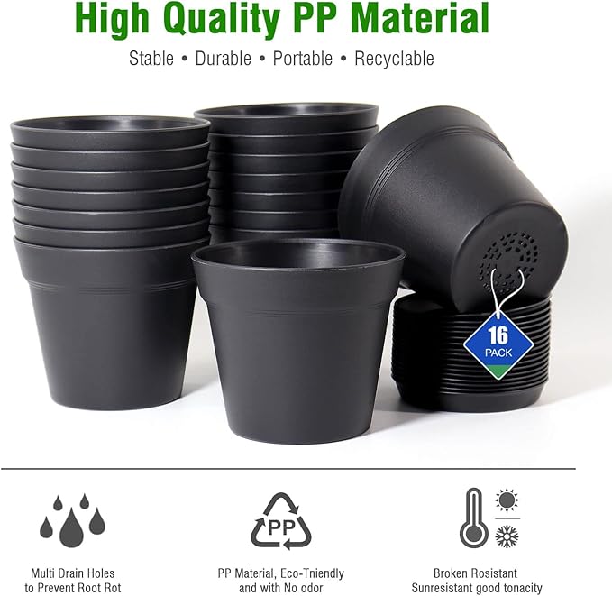 WOUSIWER 16 Pack 6 inch Plastic Planters - Image 7