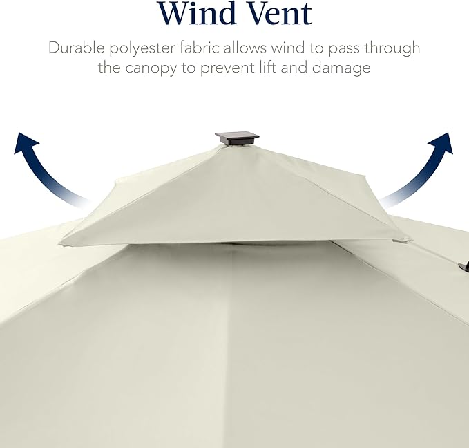 Best Choice Products 9x12ft LED Cantilever Patio Umbrella w/Base Included & - Image 7