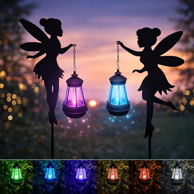 Solar Fairy Garden Decorations Solar Lighting 1 Pair – Outdoor Color-Changing by PowerUpwiththeSun