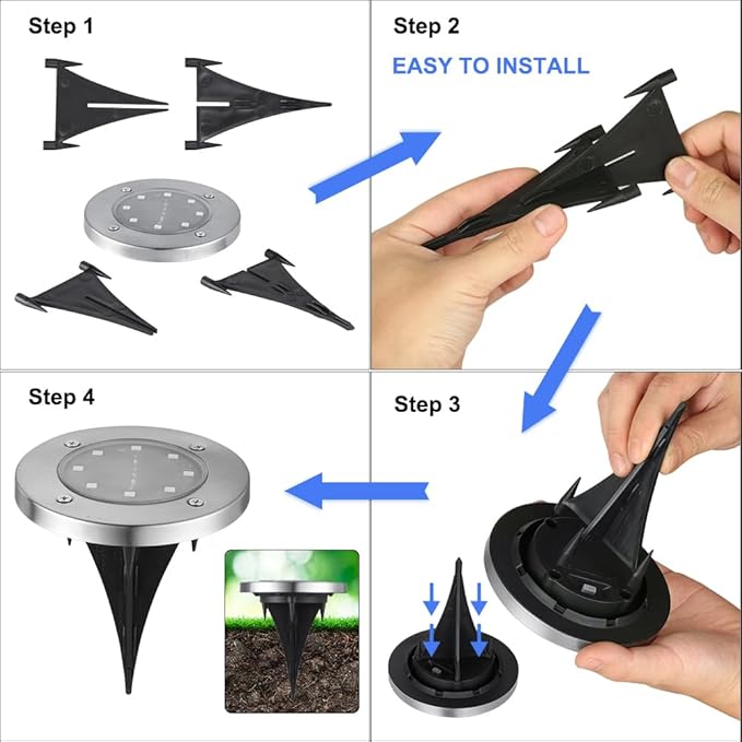 LYHOPE Solar Ground Lights Outdoor, 8 Pack 8 LED Solar Disk Lights Waterproof - Image 8