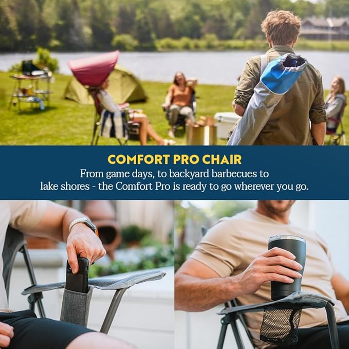 GCI Outdoor Comfort Pro Chair, Heathered Pewter Gray - Image 5