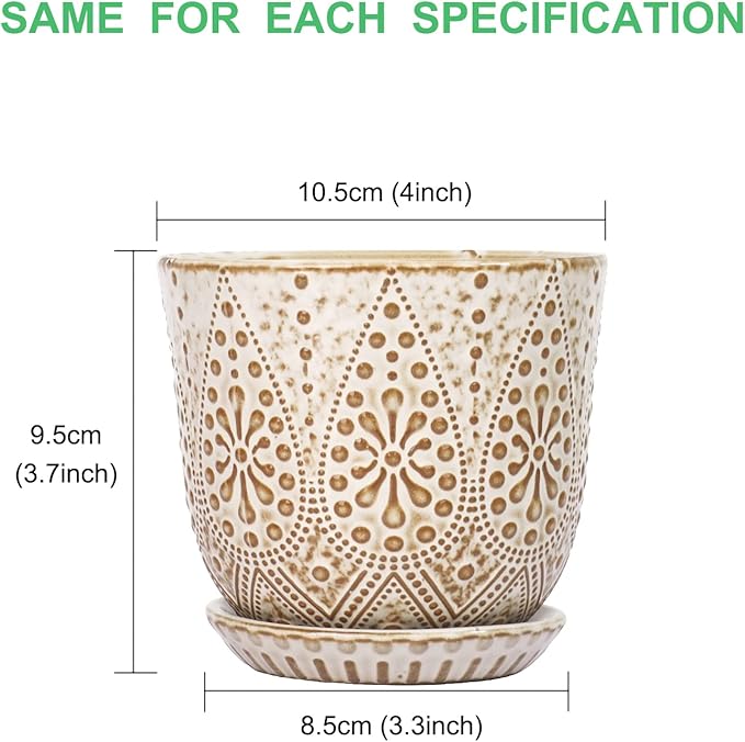 Gepege Succulent Pots, 4 Inch Small Indoor Ceramic Planter Pot - Image 2