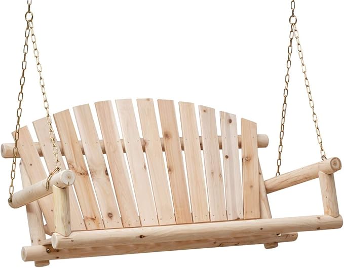 Wooden Porch Swing Outdoor Bench Swing Chair 2-Seater W/Hanging Chains by Anraja