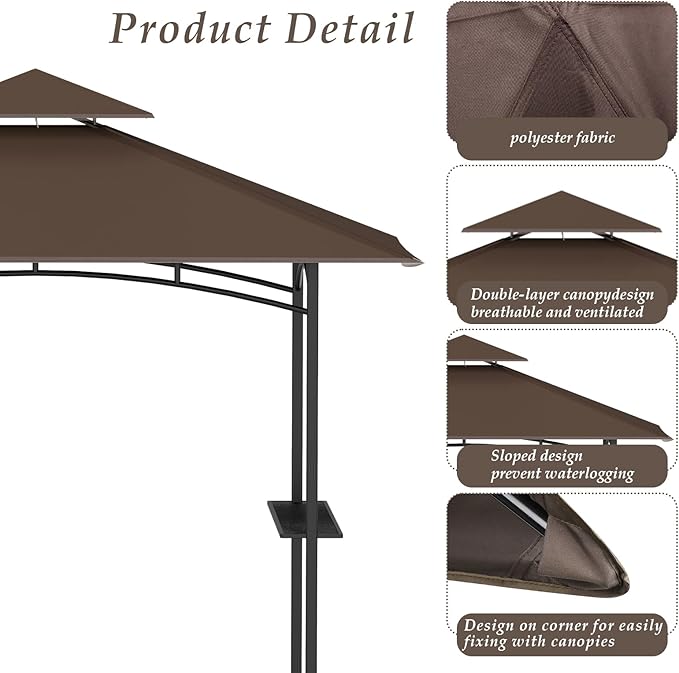Grill Gazebo Replacement Top, 5 * 8 Outdoor BBQ Top Cover, Double Layer BBQ - Image 4