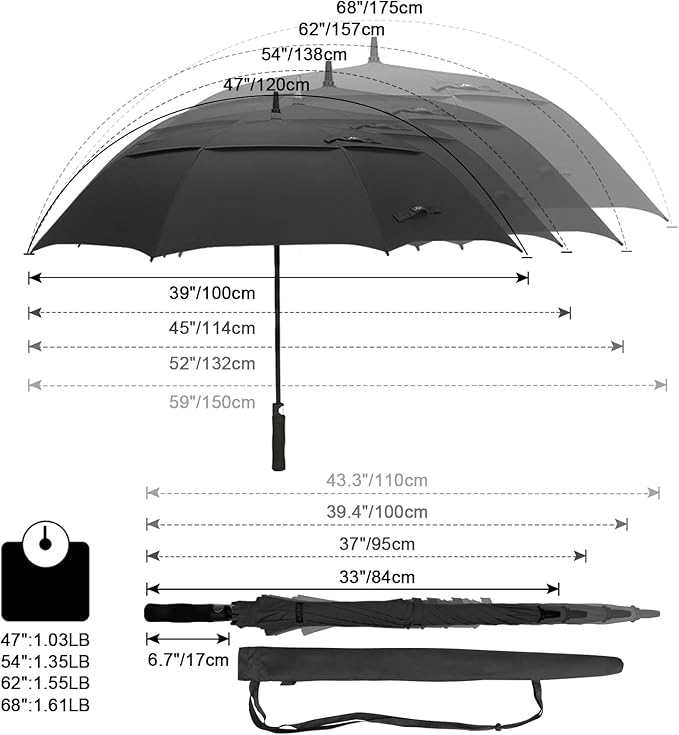 G4Free 47/54/62/68/72 Inch Automatic Open Golf Umbrella Oversize Extra Large - Image 3