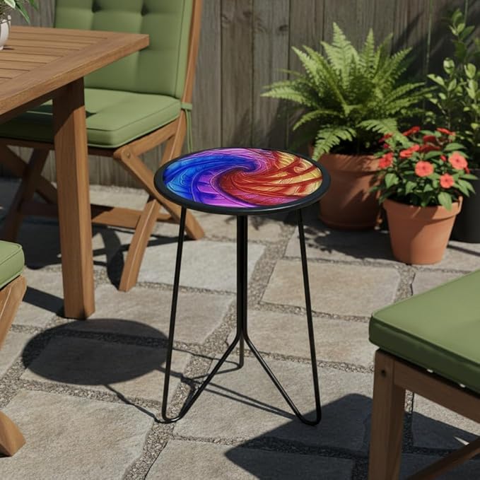 LIFFY Patio Side Tables, Small Round Decorative Metal End Table & Plant Tables - Image 5