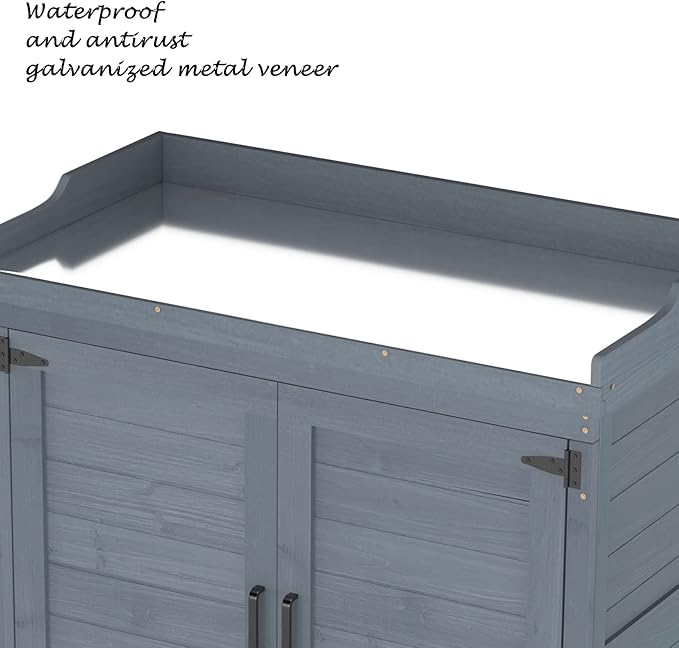 Outdoor Garden Patio Wooden Storage Cabinet Furniture Waterproof Tool Shed - Image 5