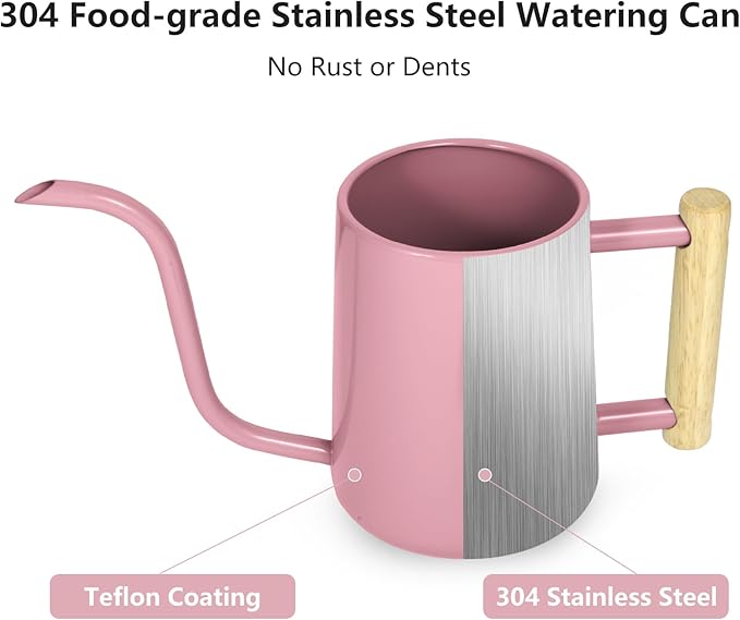 Watering Can Indoor Plants, 35 oz/1000 ml Metal Stainless Steel Watering Can Pot - Image 3