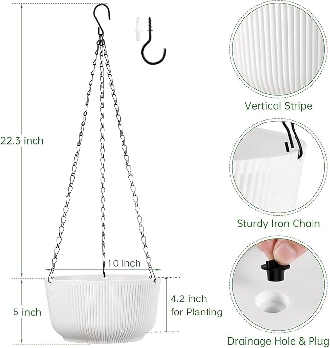 10 Inch Hanging Planters for Outdoor Indoor Plants - Image 2