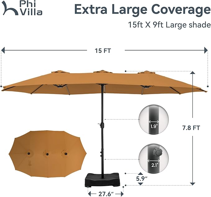 PHI VILLA 15ft Large Patio Umbrellas - Image 6