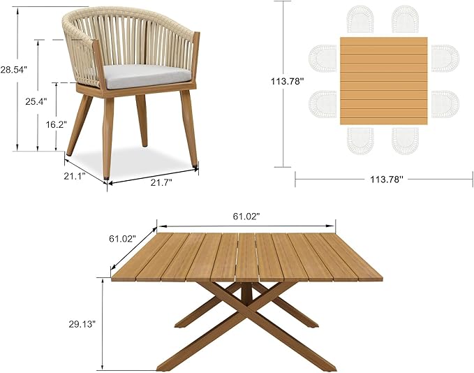 PURPLE LEAF 9 Pieces Outdoor Dining Set - Image 7