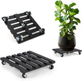 2 Pack Plant Stand with Wheels, Flower Pot, Patio-Black by PRAQECZ