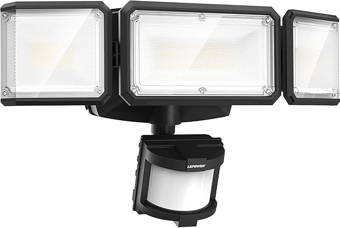 LEPOWER Battery Powered LED Flood Light Outdoor, 1500LM Motion Sensor Security by LEPOWER
