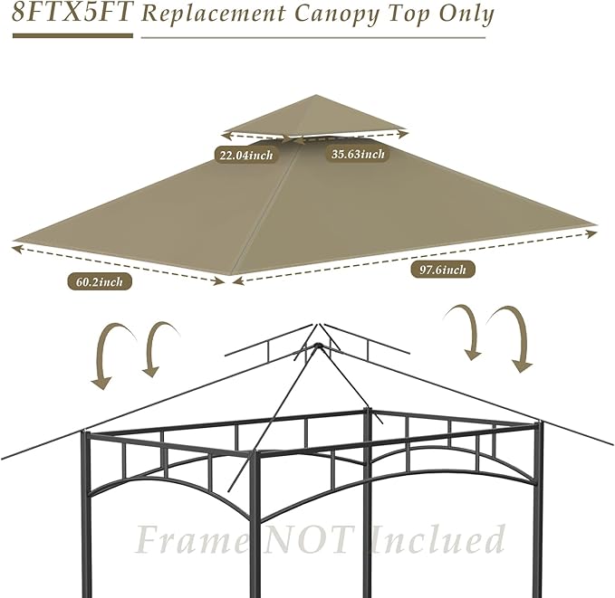 Grill Gazebo Replacement Top, 5 * 8 Outdoor BBQ Top Cover, Double Layer BBQ - Image 3