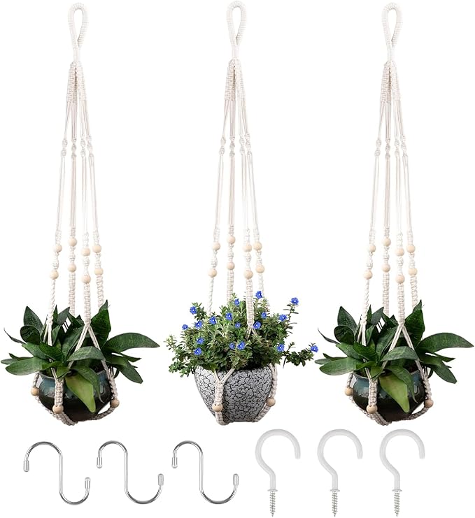 RIFNY Macrame Plant Hanger for 5 to 10 Inch Plant Pots, 35 Inch Indoor Handmade by RIFNY